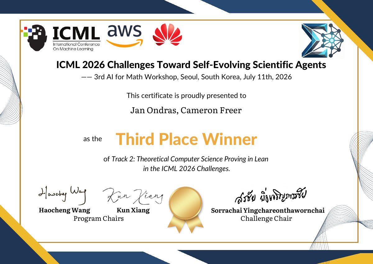 Track 2 third place winner certificate